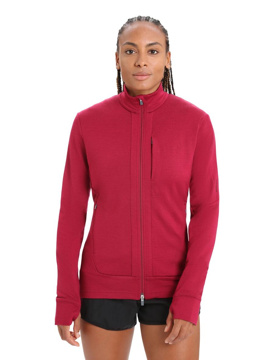 Sweat À Capuche Icebreaker Merino Quantum III Long Sleeve Zip Femme Rose | FR 1680MQZA